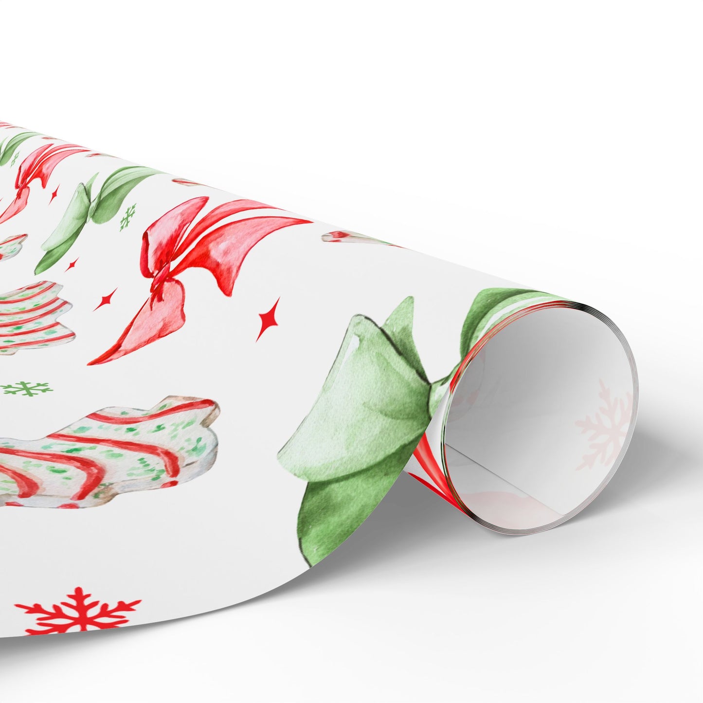 Christmas Coquette Bows and Tree Cakes Holiday Wrapping Paper