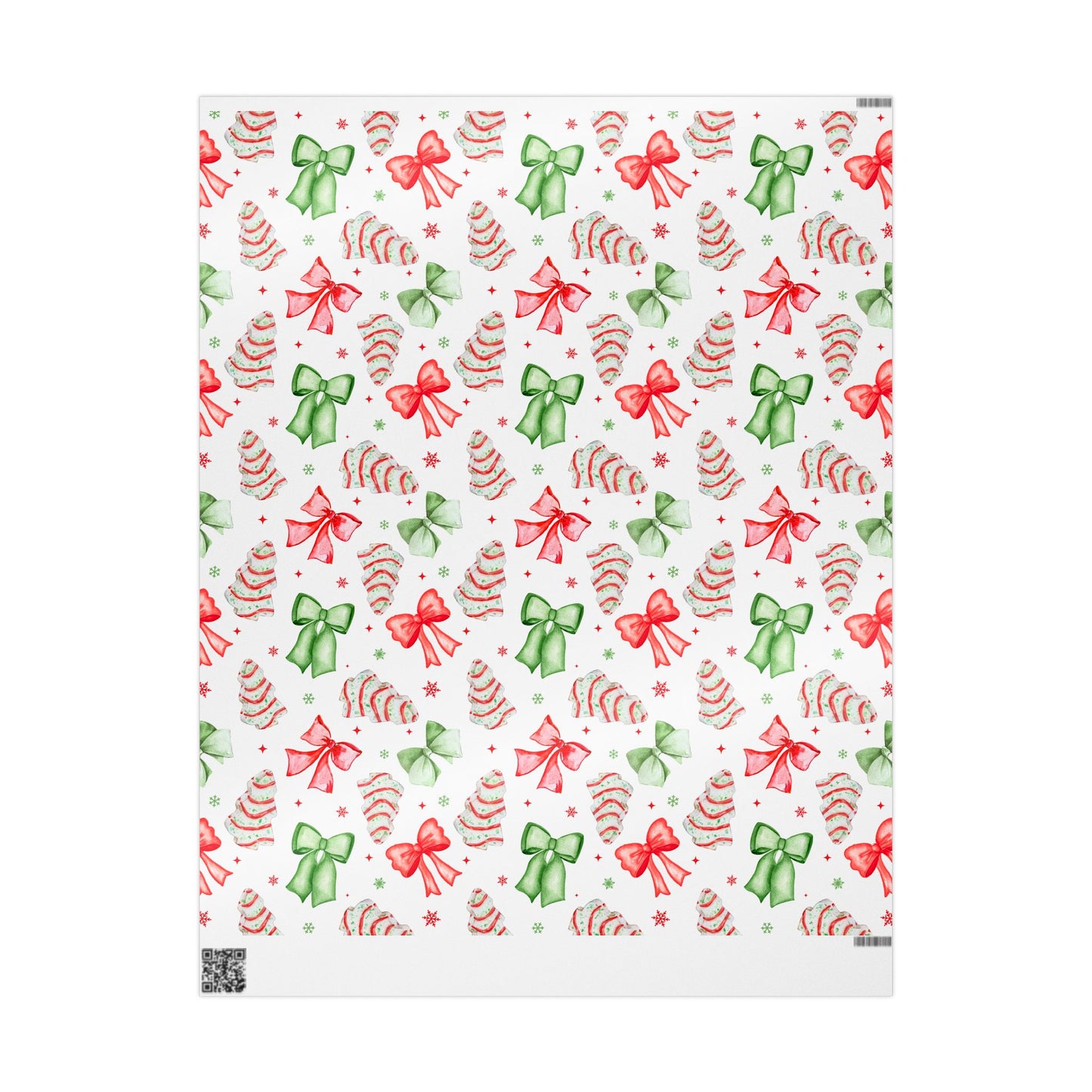 Christmas Coquette Bows and Tree Cakes Holiday Wrapping Paper