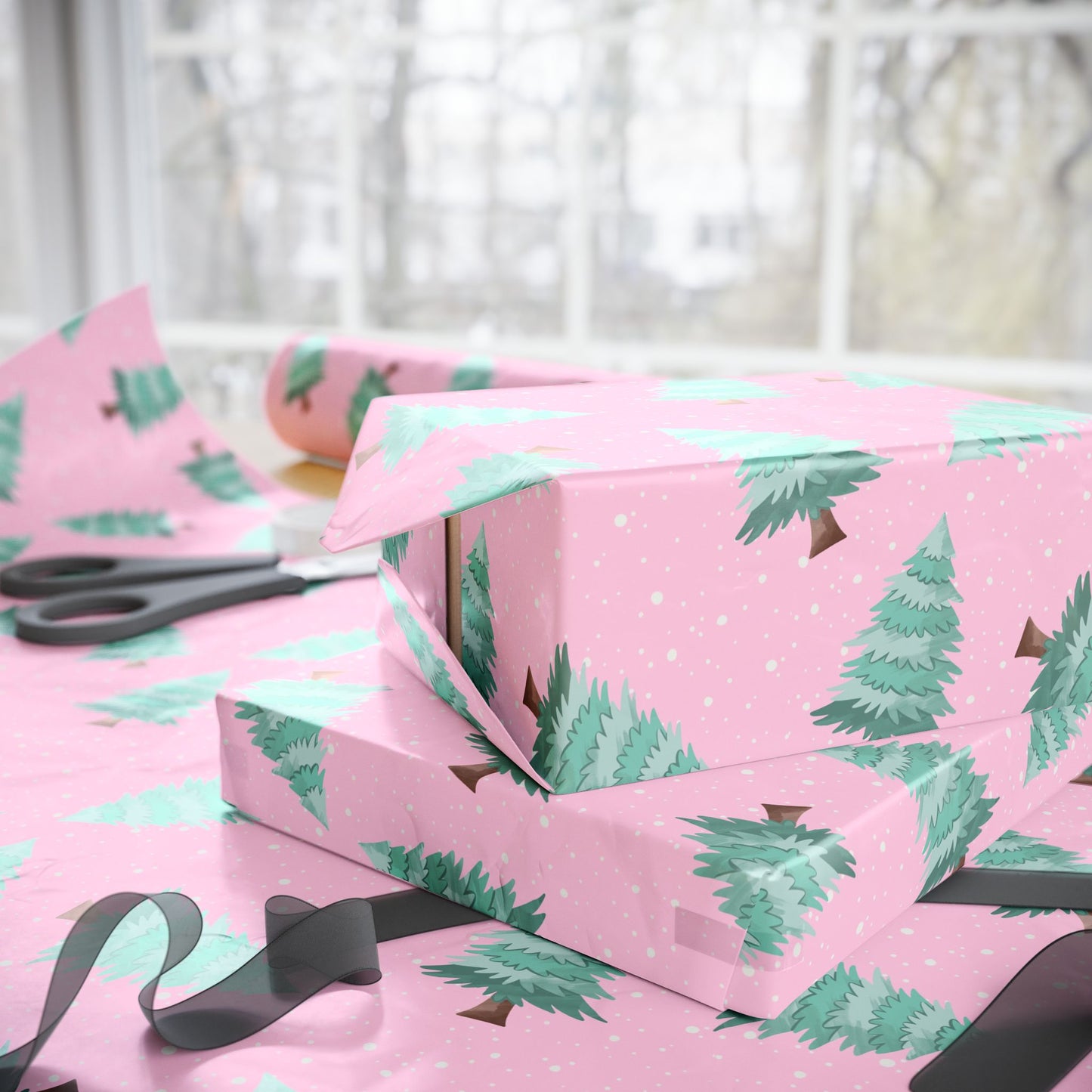 Winter Christmas Trees Wrapping Paper